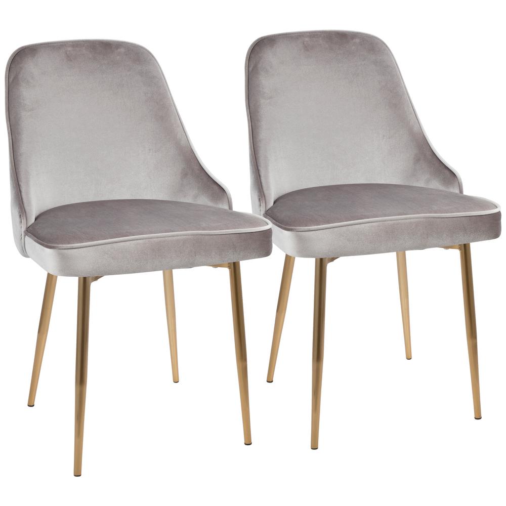 LumiSource Gold and Silver Marcel Velvet Dining Chair (Set ...