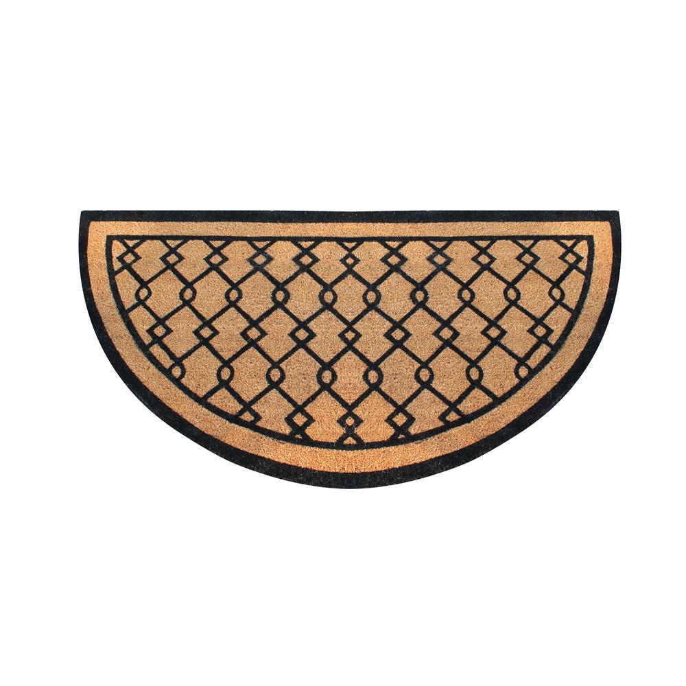 A1 Home Collections A1HC First Impression Hand Crafted Half Round Black/Beige Coir 30 in. x 60