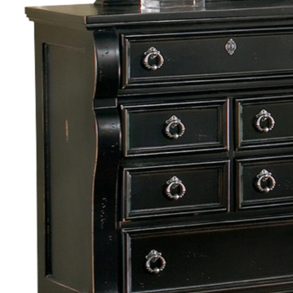 American Woodcrafters Heirloom 10 Drawer Distressed Black Dresser