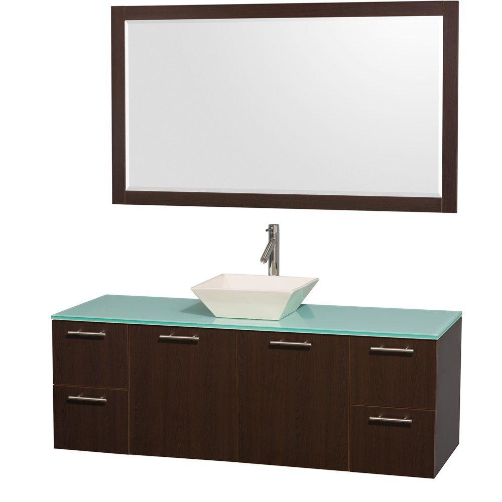 Wyndham Collection Amare 60 in. Vanity in Espresso with Glass Vanity