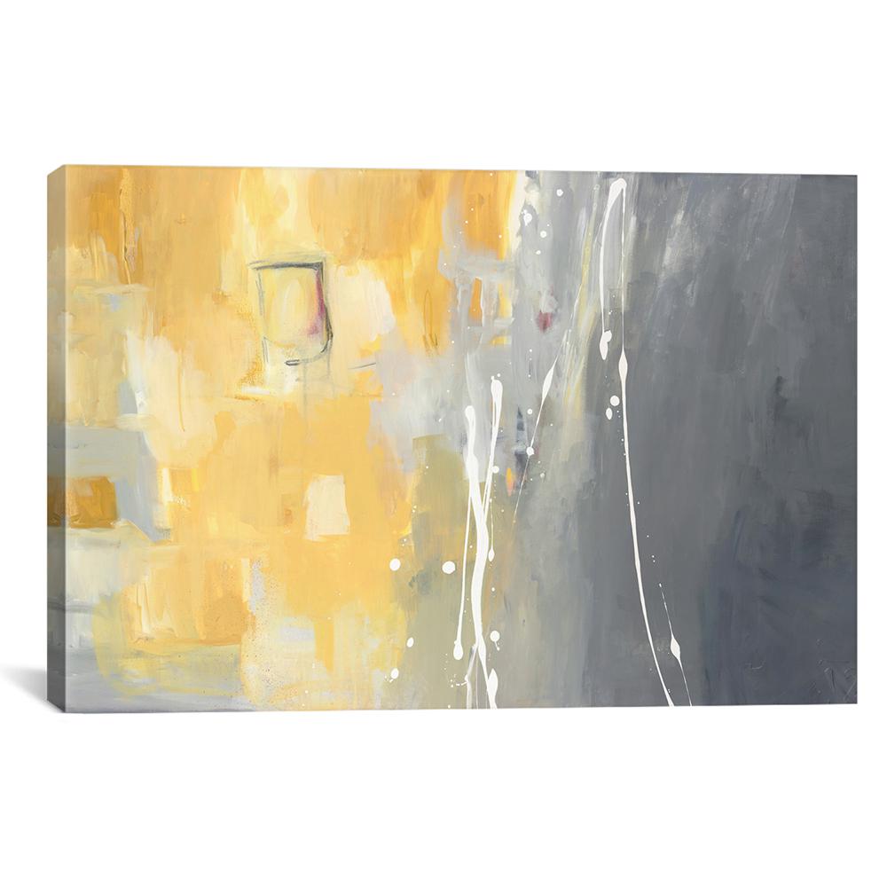 18x12 Teal Yellow Abstract Art Canvas Wall Art Picture Print