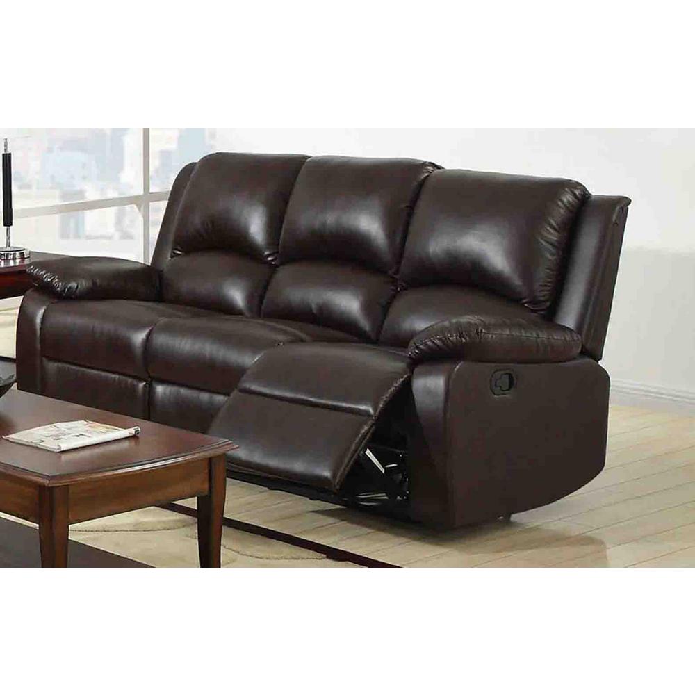 Furniture Of America Oxford Rustic Dark Brown Faux Leather Sofa