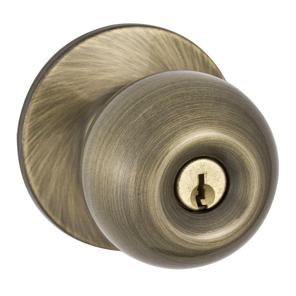 Schlage Plymouth Antique Brass Keyed Entry Door KnobF51A PLY 609 The