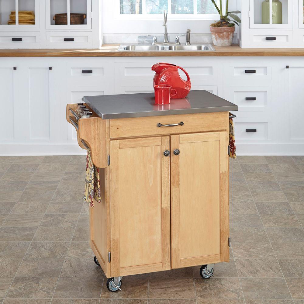 Create A Cart Natural Kitchen With Stainless Steel Top