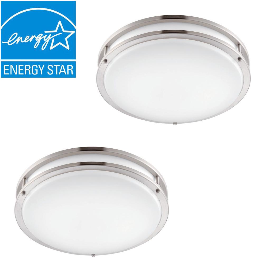 Envirolite Low Profile Led 16 In Brushed Nickel White Ceiling Envirolite Low Profile Led 16 In Brushed Nickel White Ceiling Flushmount 2