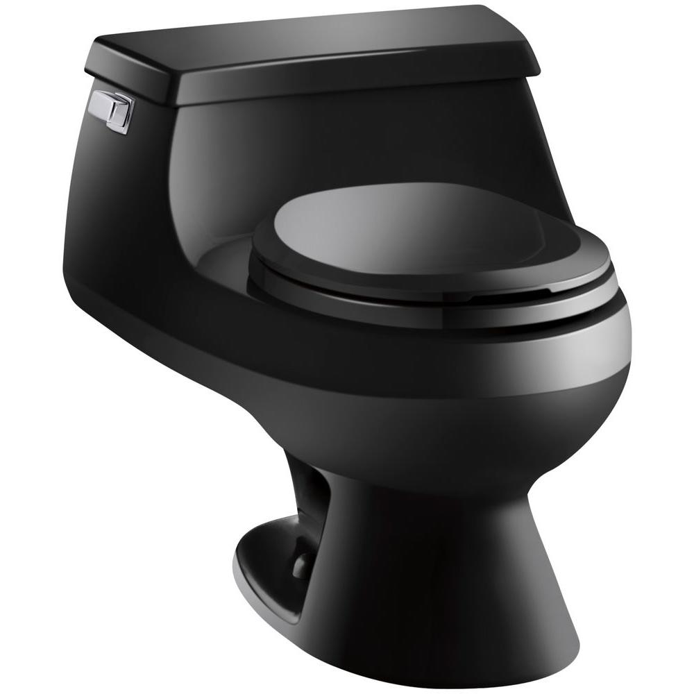 KOHLER Rialto 1piece 1.6 GPF Single Flush Round Toilet in Black Black