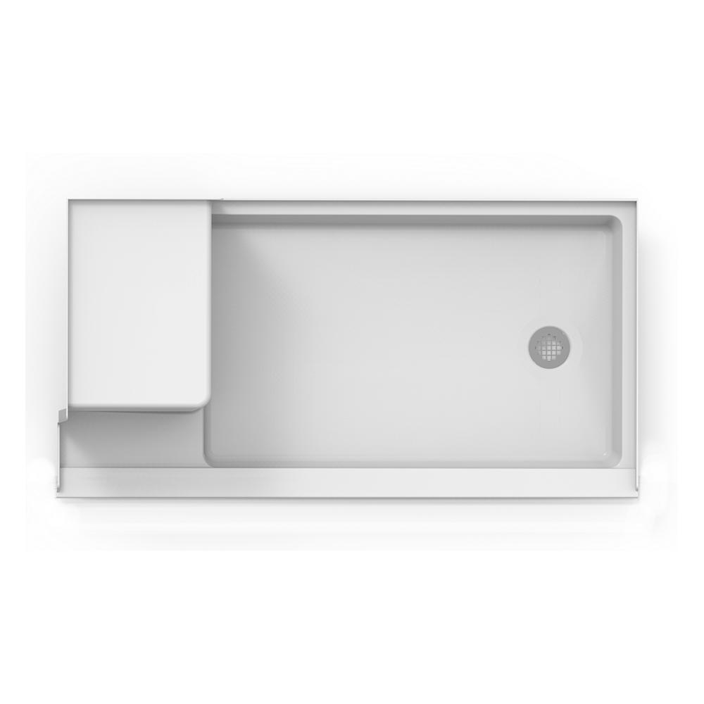Jacuzzi 60 in. x 30 in. Seated Right Drain 5.38 in. Shower Base in