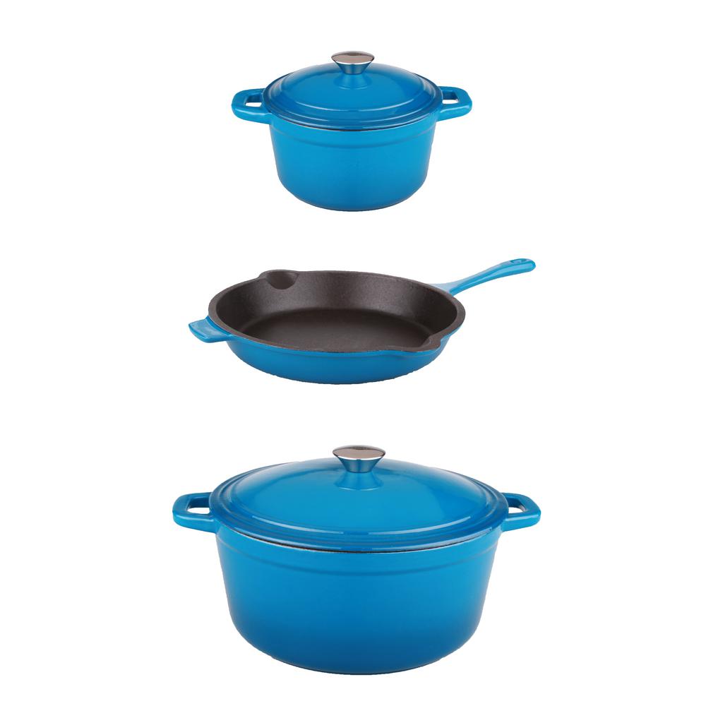 BergHOFF Neo 5Piece Cast Iron Cookware Set in Blue2211613 The Home