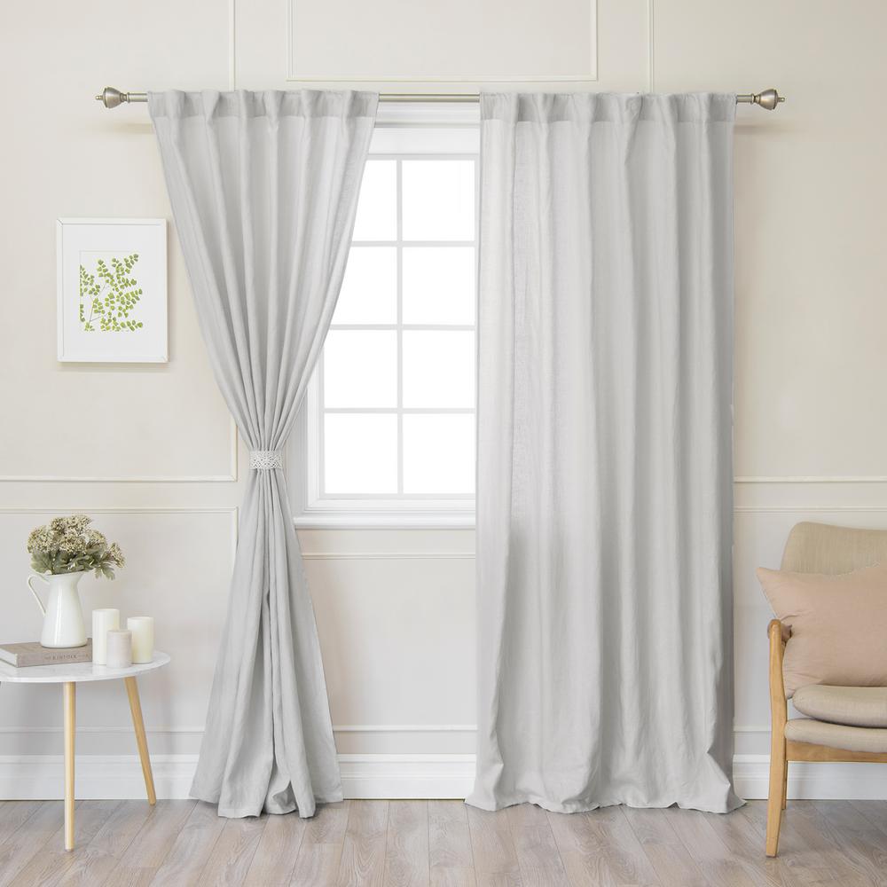 Best Home Fashion 108 In L Abelia Belgian Flax Linen Rod Pocket L Abelia Belgian Flax Linen Rod Pocket Panel In Light Grey