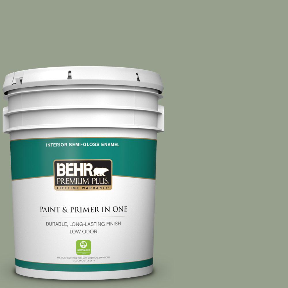 BEHR Premium Plus 5 gal. N3904 Bitter Sage SemiGloss Enamel Low Odor