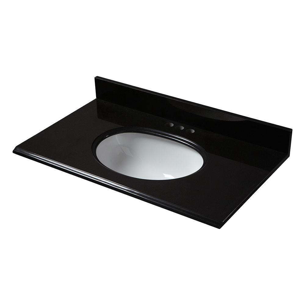 Black Single Sink Vanity Tops Bathroom Vanities The Home Depot 25