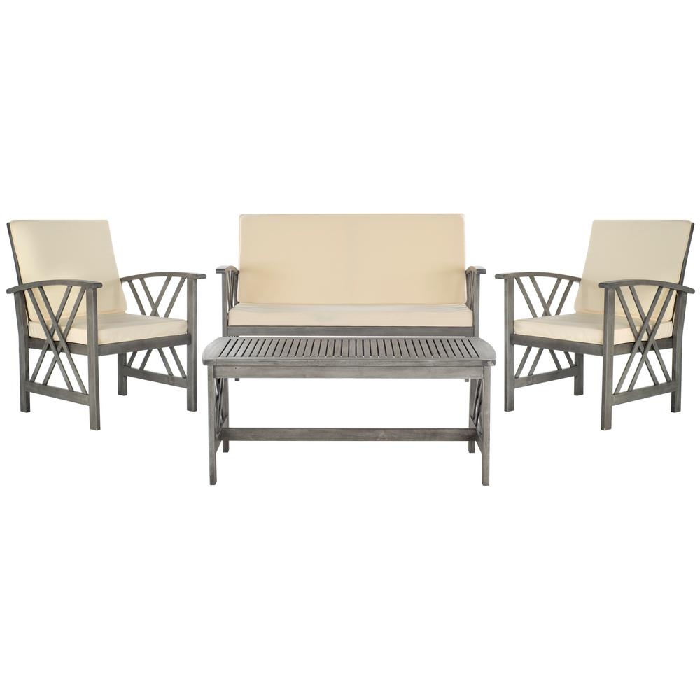 Safavieh Fontana Grey 4-Piece Wood Patio Conversation Set ... Safavieh Fontana Grey 4-Piece Wood Patio Conversation Set ... on Safavieh Fontana Patio Set id=12703