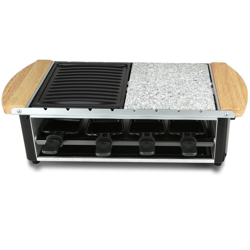 Nutrichef 5 8 Sq In Black Raclette Grill 2 Tier Party Cooktop