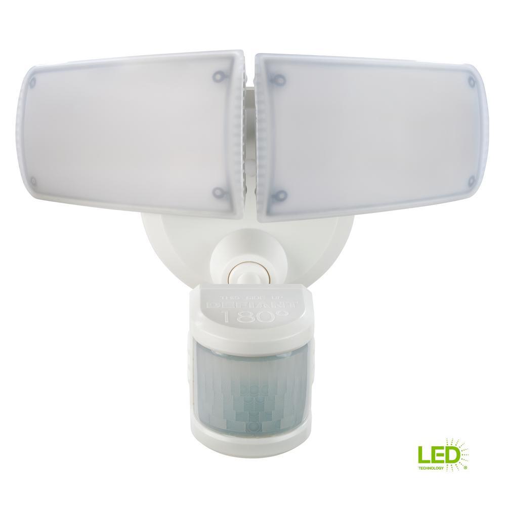 Defiant 180° White Motion Activated Outdoor Integrated LED Twin Head