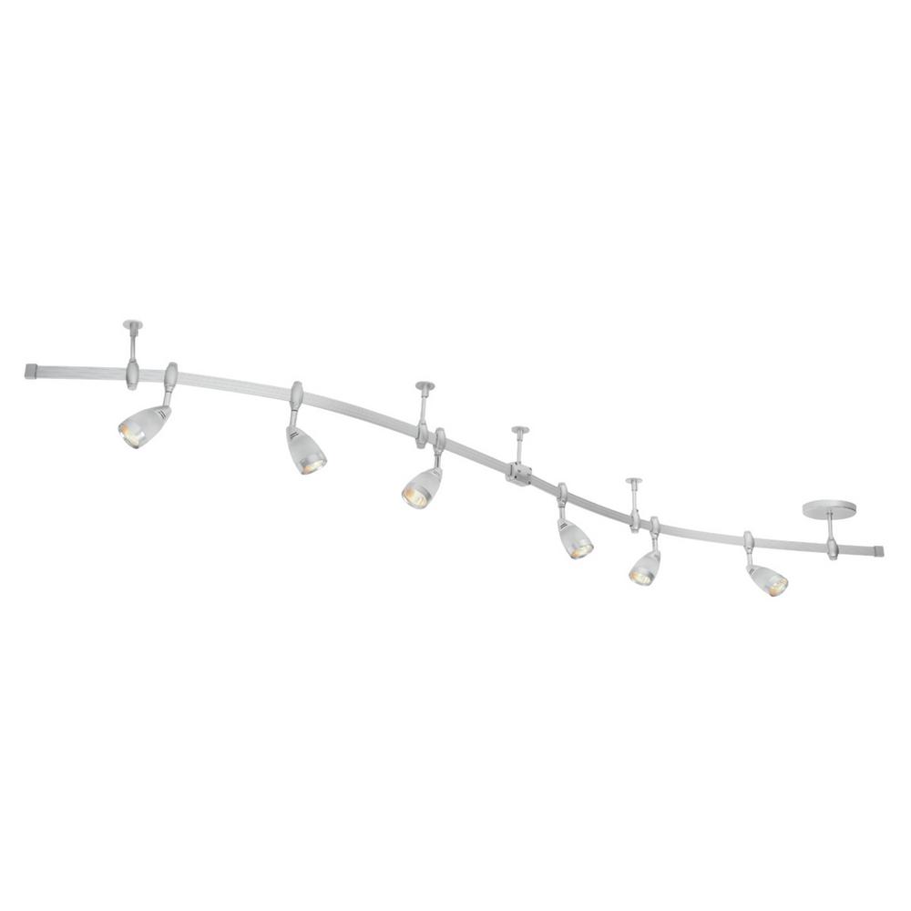Globe Electric Flexigon 7 Ft 6 Light Brushed Steel Flexible Track Lighting Kit Globe Electric Flexigon 7 Ft 6 Light Brushed Steel Flexible Track Lighting Kit