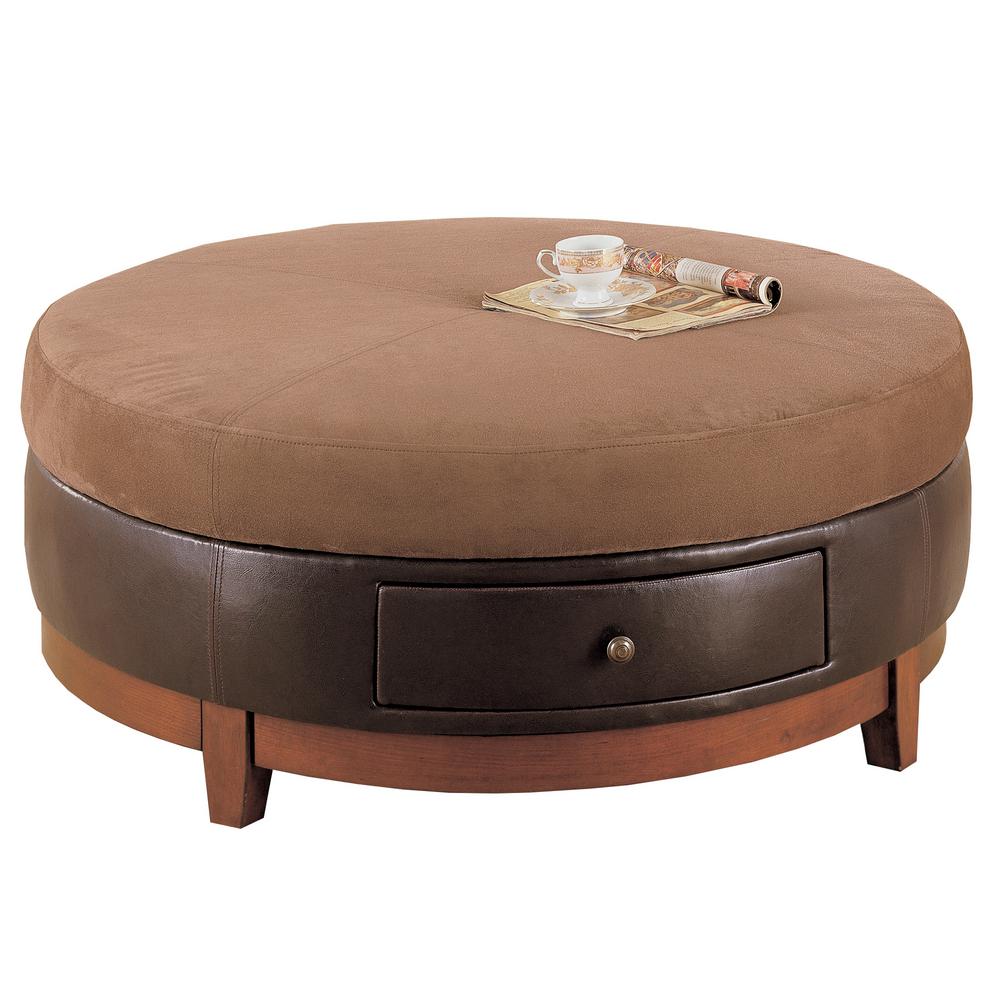 Brown Microfiber And Leather Look Coffee Table Brown Microfiber And Leather Look Coffee Table