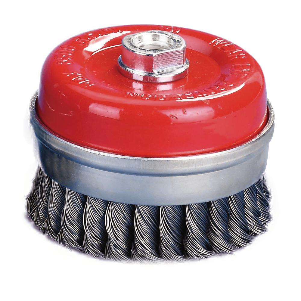 Robtec 4 inch x 5/8 in.-11 Threaded Arbor Twist Wire Cup Brush 0.02 inch Wire by Robtec