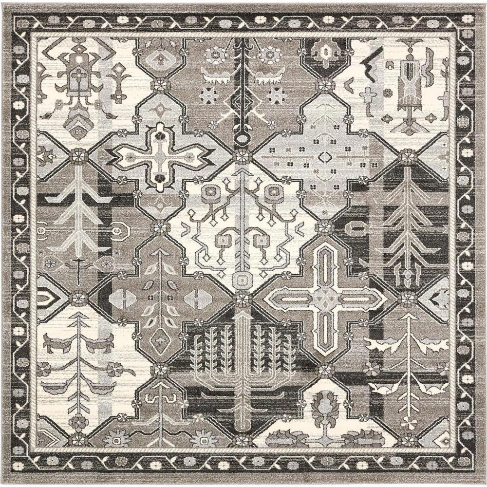 Unique Loom Gray 8 ft. x 8 ft. La Jolla Square Area Rug3129485 The