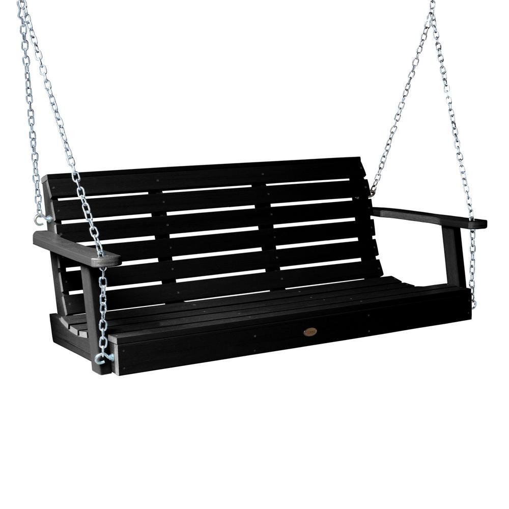 Highwood Weatherly 60 in. 2Person Black Recycled Plastic Porch Swing