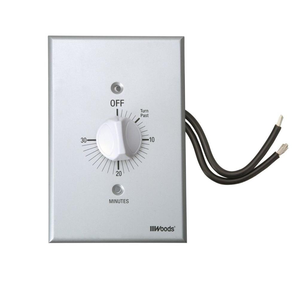 Woods 20Amp 30Minute InWall Spring Wound Countdown Timer Switch