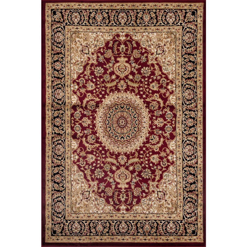 World Rug Gallery Traditional Medallion Burgundy 2 ft. x 3 ft. Indoor ...