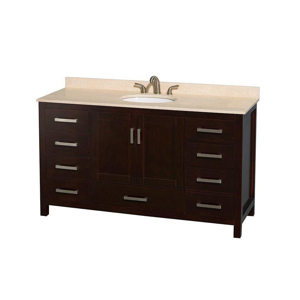 Beige Single Sink 60 Inch Vanities Bathroom Bath Sheffield 60 In Vanity Espresso With Marble Top Ivory