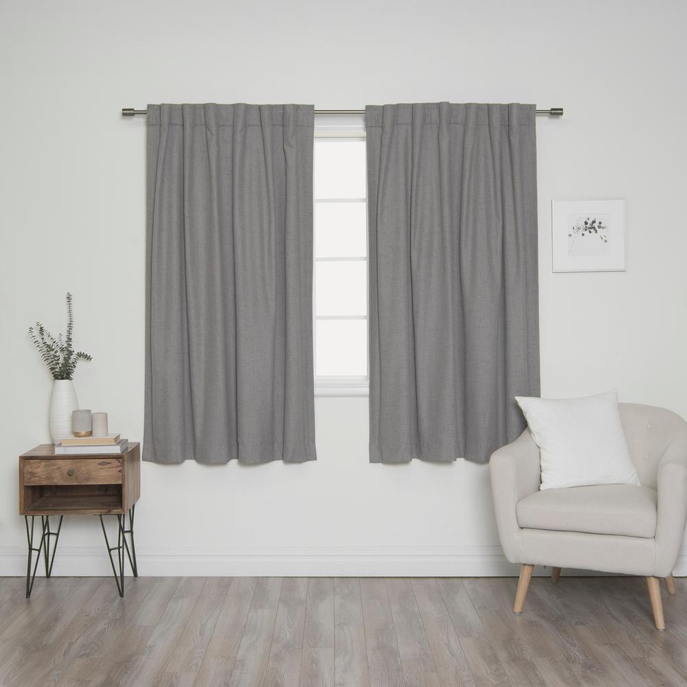 Best Home Fashion Linen Look 52 In W X 63 L Back Tab Curtains L Back Tab Curtains In Grey 2 Pack
