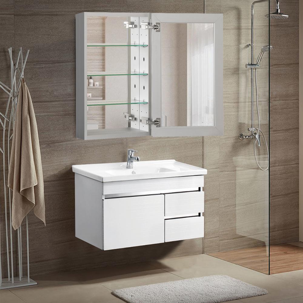 Boyel Living 19 In X 30 In Recessed Or Surface Frameless 1 Door Medicine Cabinet With 3 Adjustable Shelves Kfmmc1930 Sa The Home Depot