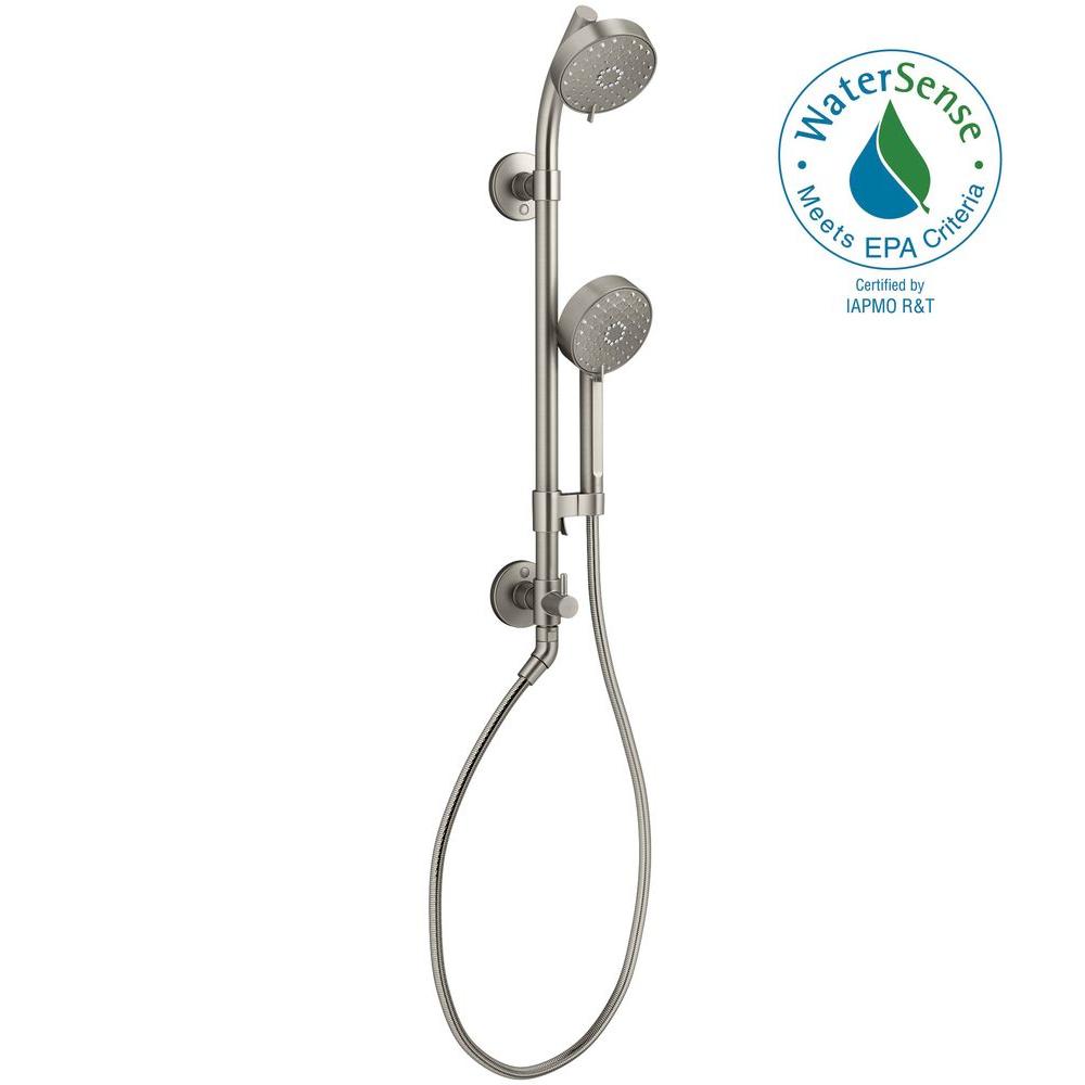 Glacier Bay 5 Spray Wall Bar Shower Kit In Brushed Nickel 8474100gw Awaken 3 Spray Wall Bar Shower Kit In Vibrant Brushed Nickel Valve