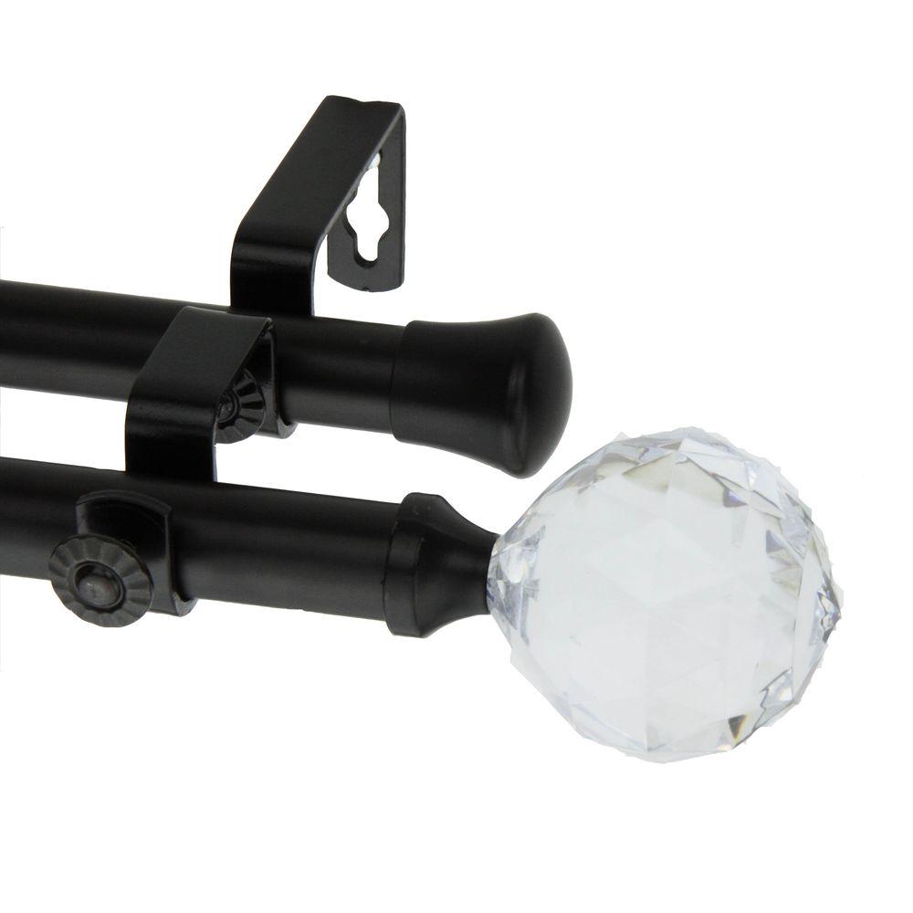 Rod Desyne 28 inch - 48 inch Double Telescoping Curtain Rod in Black with... by Rod Desyne