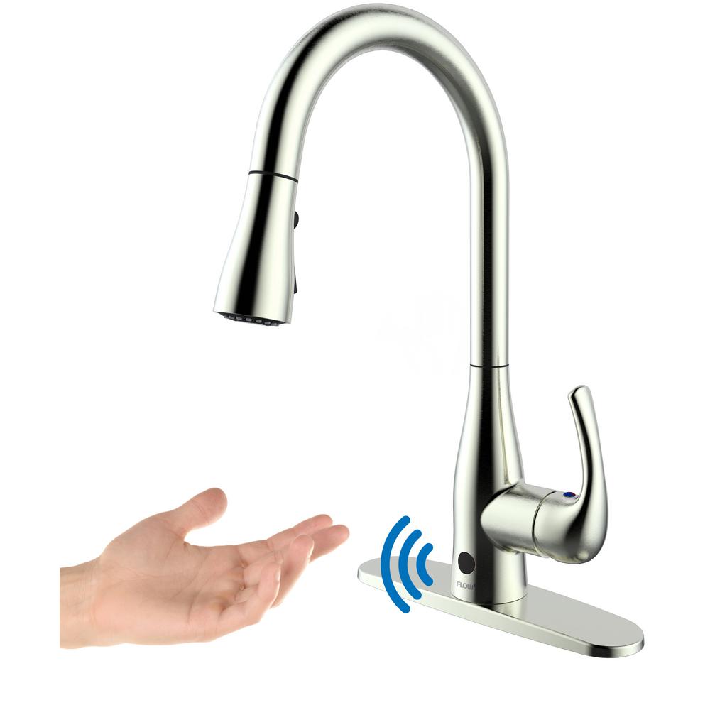 Flow Single Handle Pull Down Sprayer Kitchen Faucet With Motion