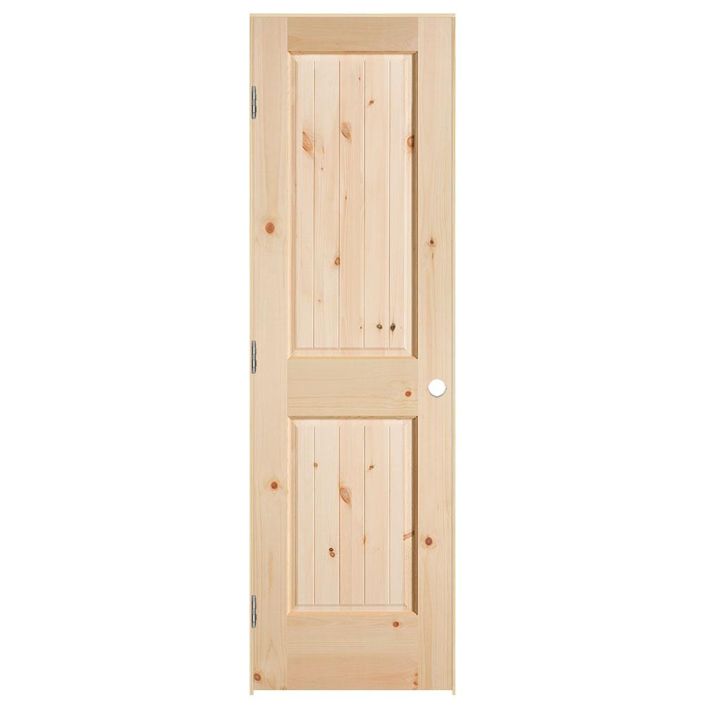 Masonite 24 in. x 80 in. 2-Panel V-Groove Hollow-Core Smooth Unfinished ...