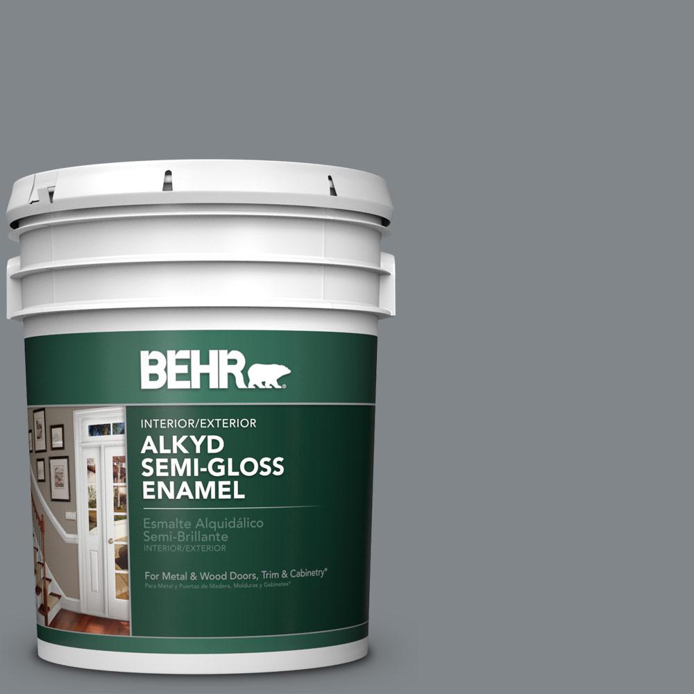 BEHR 5 gal. N5005 Gray SemiGloss Enamel Alkyd