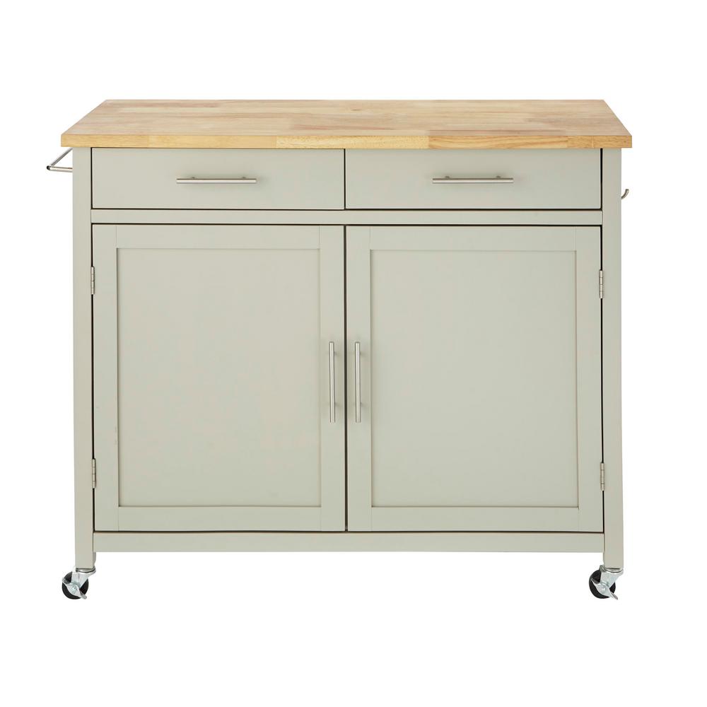 StyleWell Glenville Grey Rolling Kitchen Cart with Butcher Block
