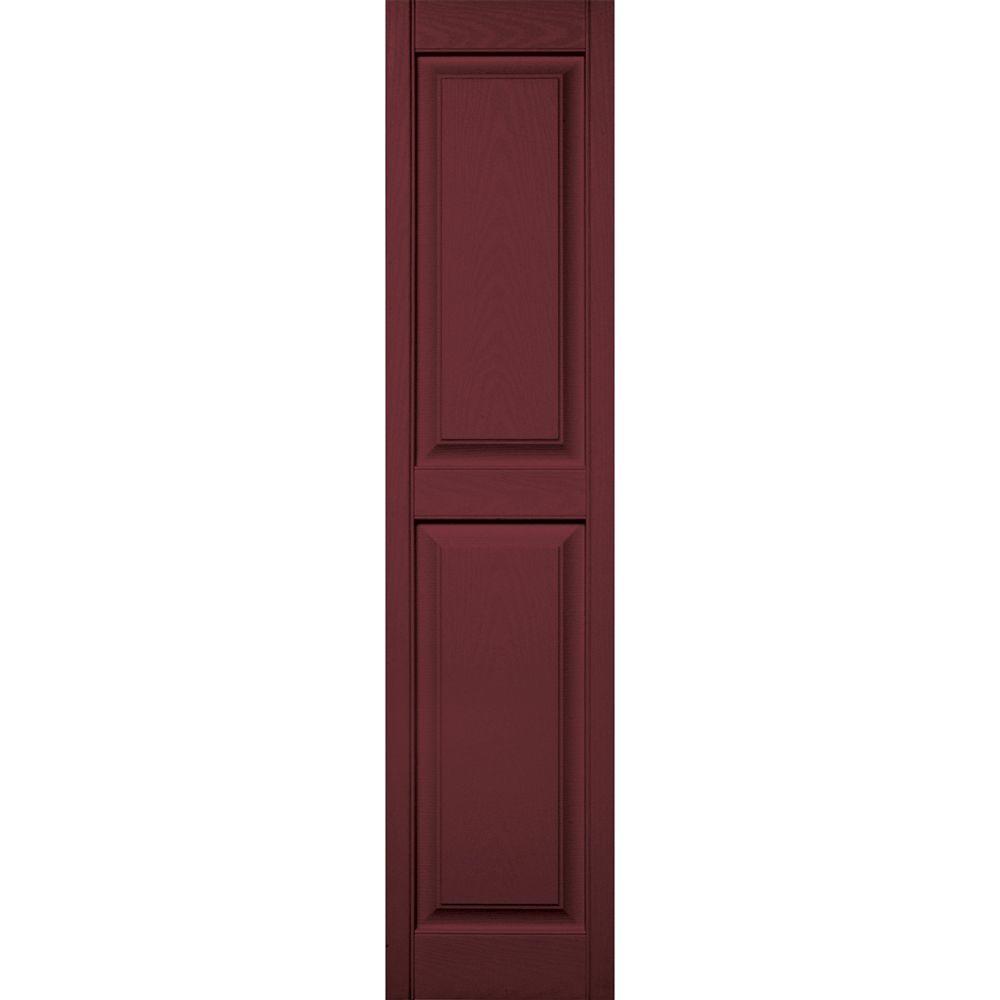 15 in. x 63 in. raised panel vinyl exterior shutters pair in #078 wineberry