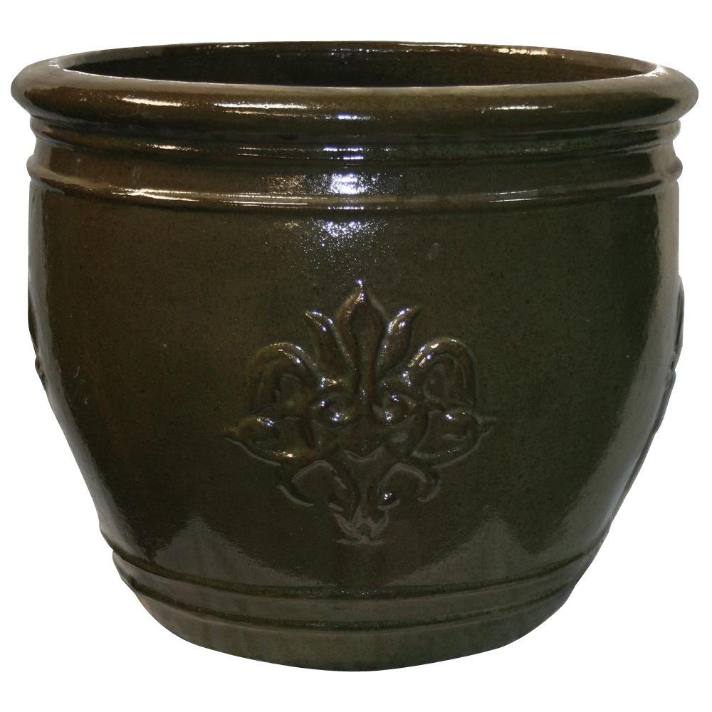 MARIPOSA POTTERY 22.75 in. Ceramic XLarge La Cienega Pot in Moss GreenXLLCPMG The Home Depot