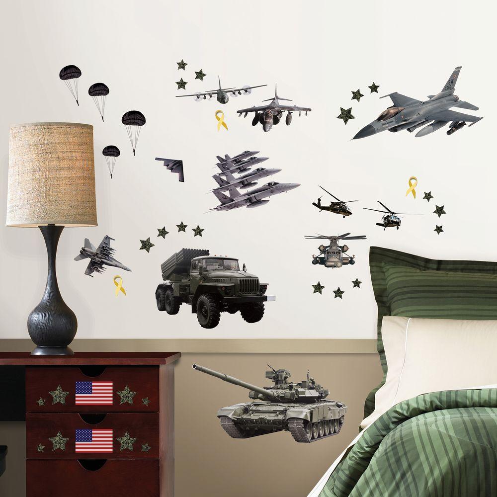19 5 In W X 34 H Military 62 Piece Wall Decal
