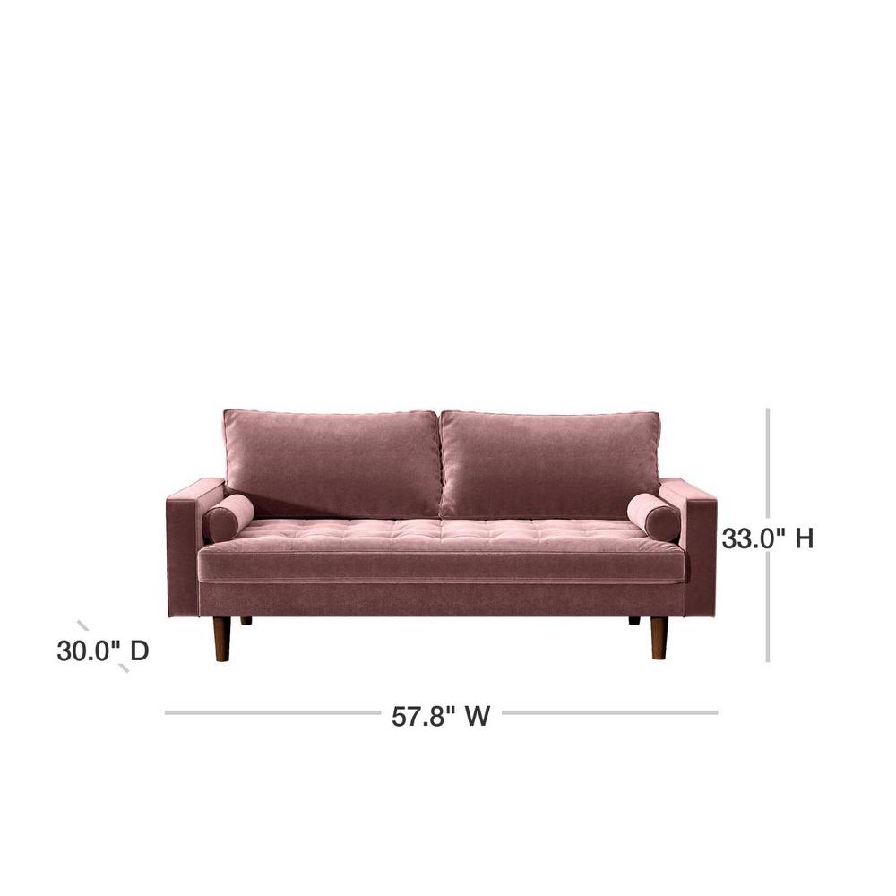 Us Pride Furniture Civa 57 8 In Tea Rose Velvet 2 Seater Loveseat With Removable Cushions S5481 L The Home Depot