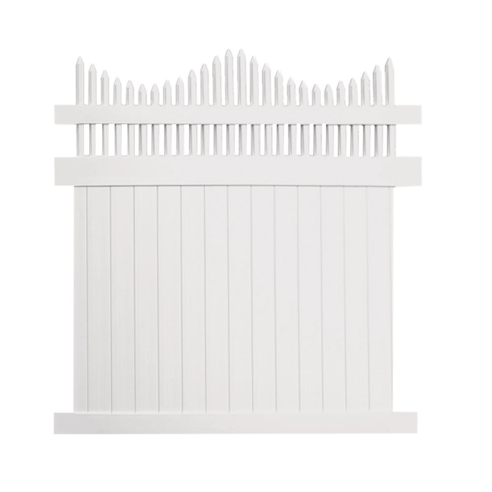 Weatherables Louisville 7 Ft H X 8 Ft W White Vinyl Privacy Fence Panel Kit Pwpr Ots2 7x8 The Home Depot