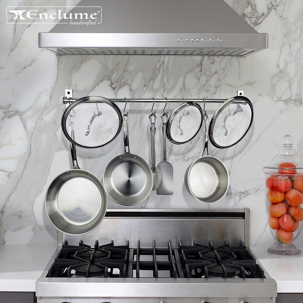 Stainless Steel 40 In Wall Rack Utensil Bar With 10 S Hooks