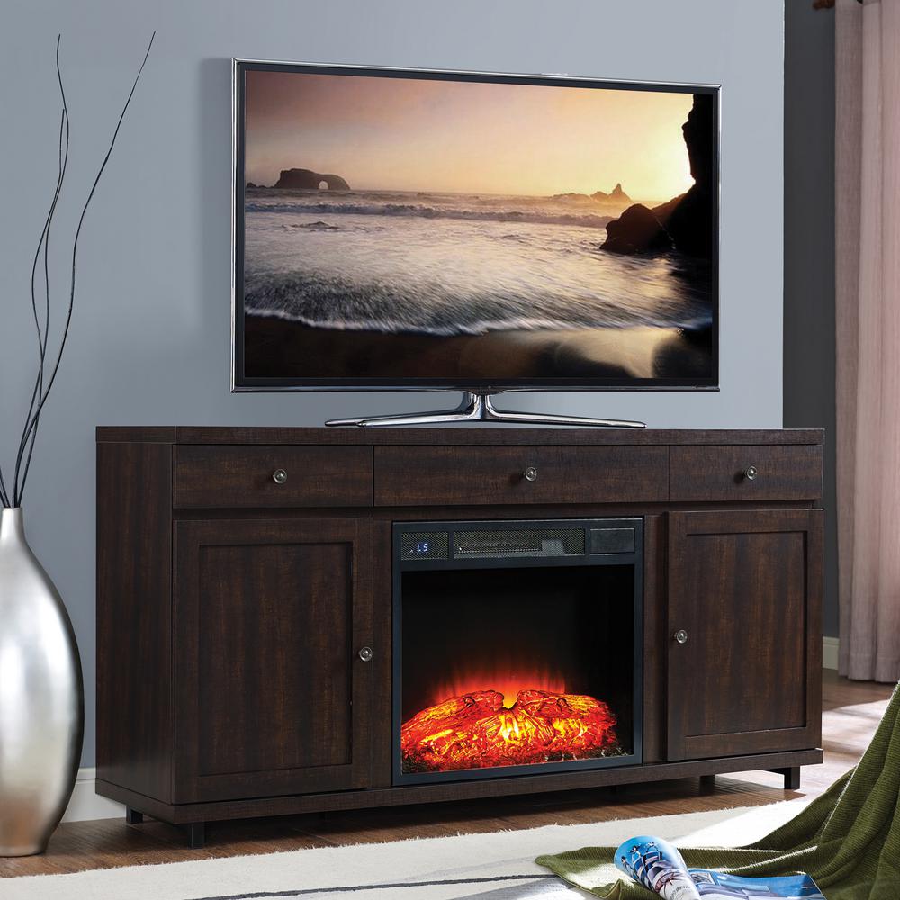 Home Source Industries Home Source Leko Mahogany Electric Fireplace TV