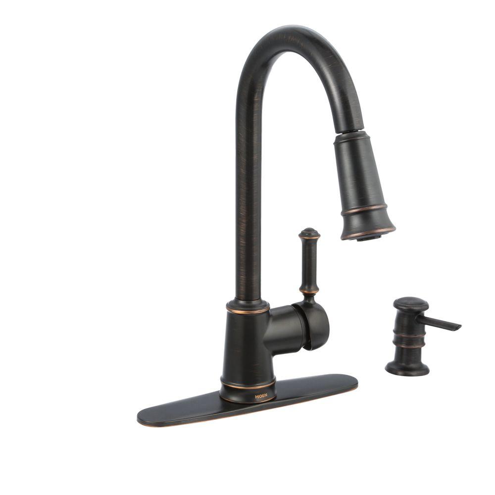 Moen Lindley Single Handle Pull Down Sprayer Kitchen Faucet With