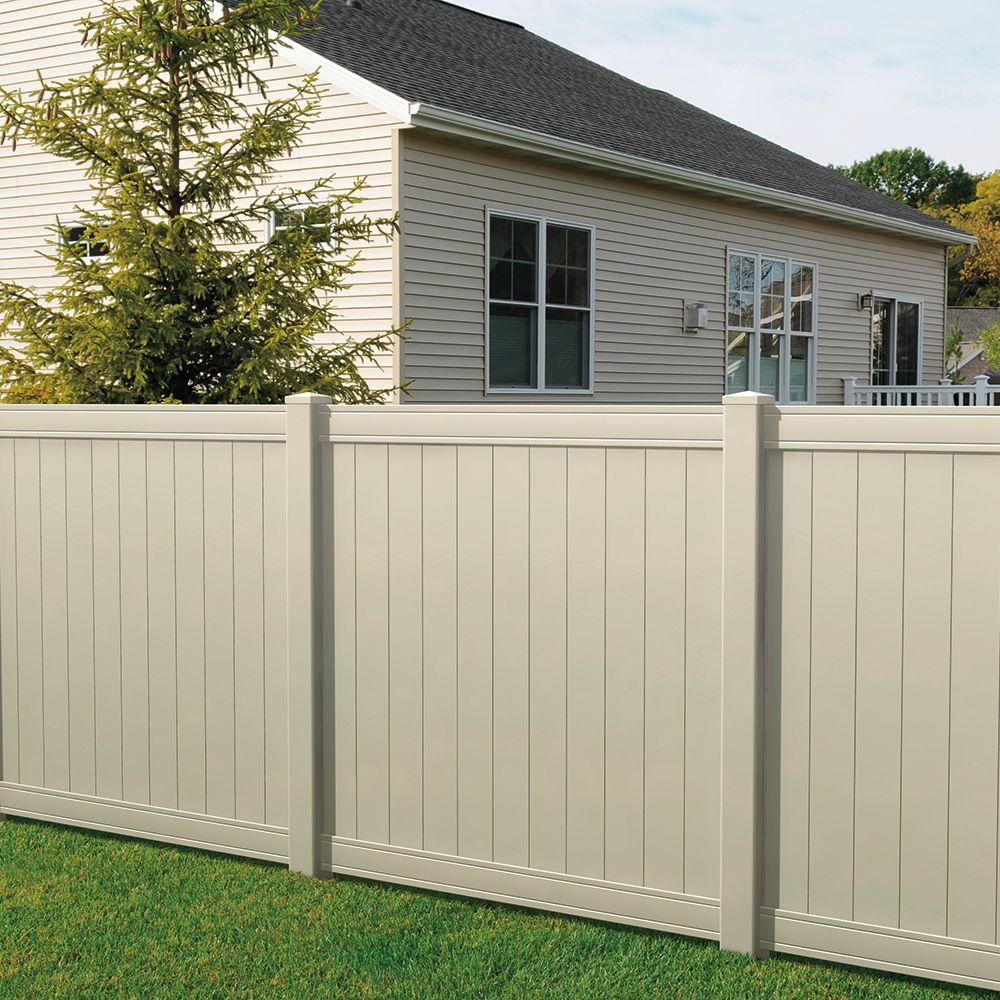 Veranda Pro Series 6 Ft H X 6 Ft W Tan Vinyl Woodbridge Privacy Fence Panel 118663 The Home Depot