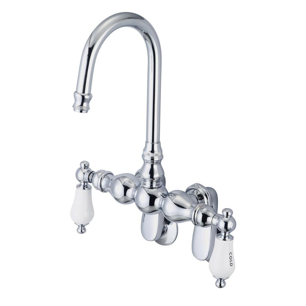 Water Creation 2 Handle Wall Mount Claw Foot Tub Faucet With