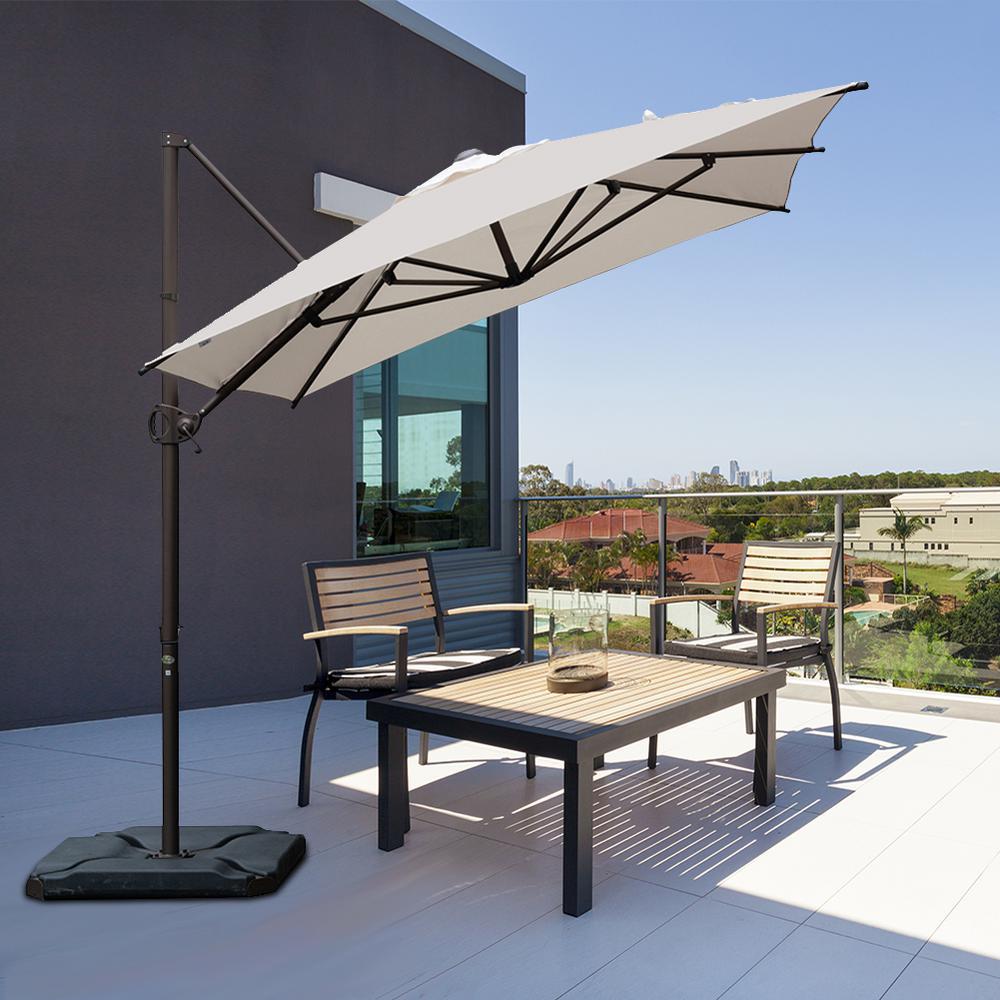 Abba Patio 9 Ft X 7 Ft Offset Cantilever Solar Adjustable Vertical Tilt Patio Umbrella In Sand Hdabbamrc976sc The Home Depot