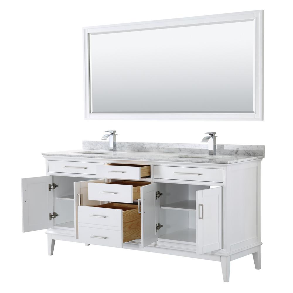 Wyndham Collection Margate 72 In W X 22 D Bath Vanity White Marble Top Carrara Basins 70 Mirror Wcv303072dwhcmunsm70 The Home Depot - 70 Inch Bathroom Vanity Home Depot Wyndham Collection Margate 72 In W X 22 D Bath Vanity White Marble Top Carrara Basins 70 Mirror Wcv303072dwhcmunsm70 The Home Depot - 70 Inch Bathroom Vanity Home Depot