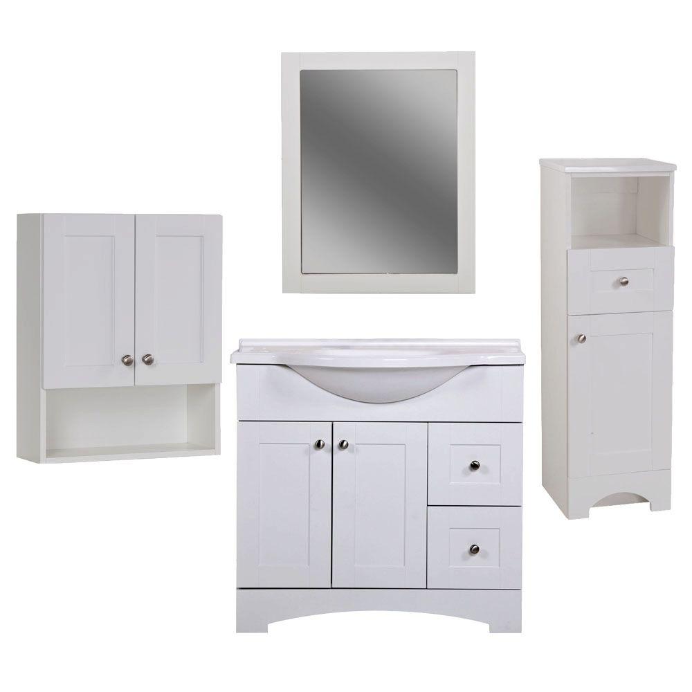 Glacier Bay Del Mar Bath Suite with 36 in. Vanity with Vanity Top in Linen Tower OJ and Wall ...