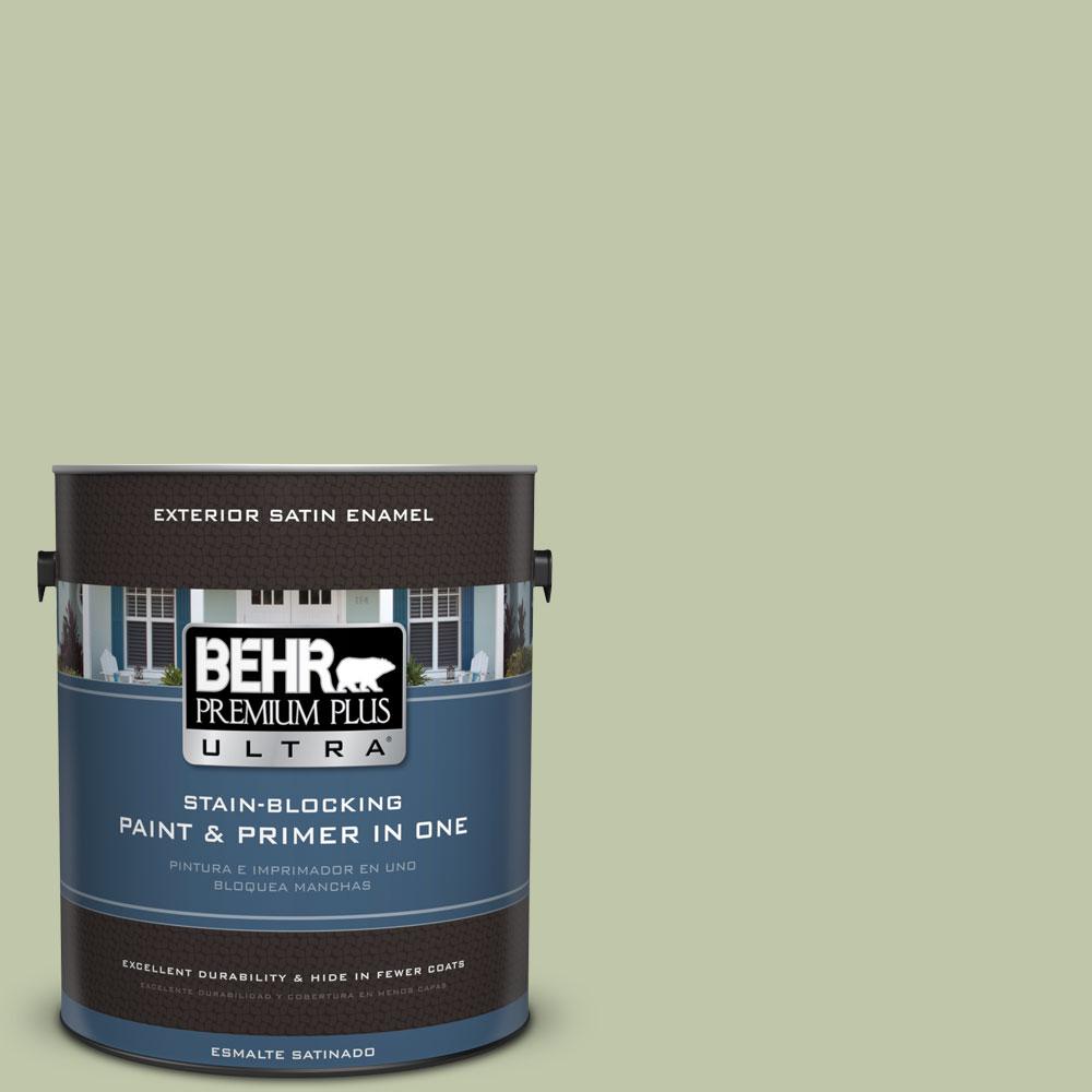 BEHR Premium Plus Ultra 1gal. PPU108 Minted Lemon Satin Enamel