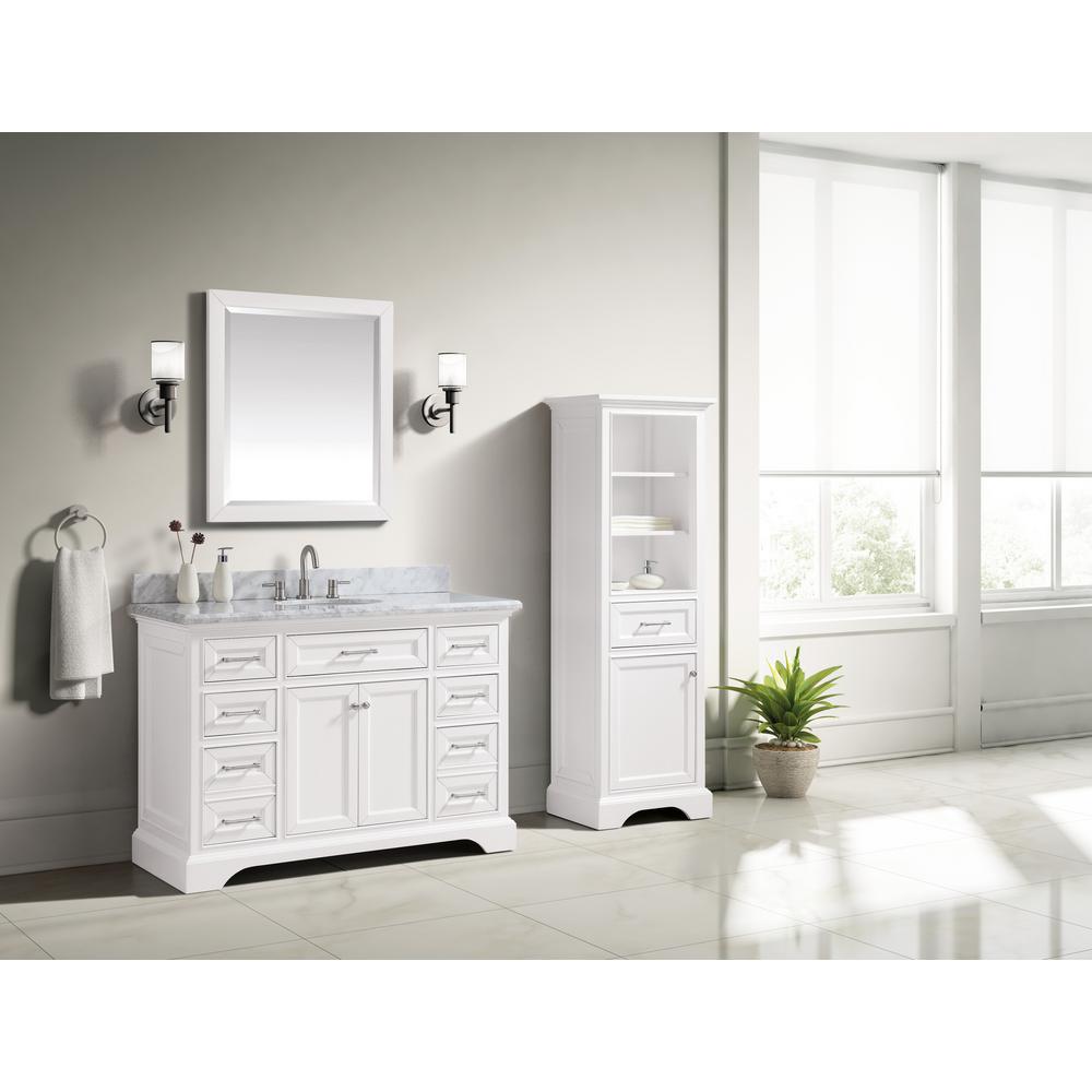 Home Decorators Collection Windlowe 49 In W X 22 D 35 H Bath Vanity White With Carrera Marble Top Sink 15101 Vs49c Wt The Depot - Does Home Depot Install Bathroom Vanity