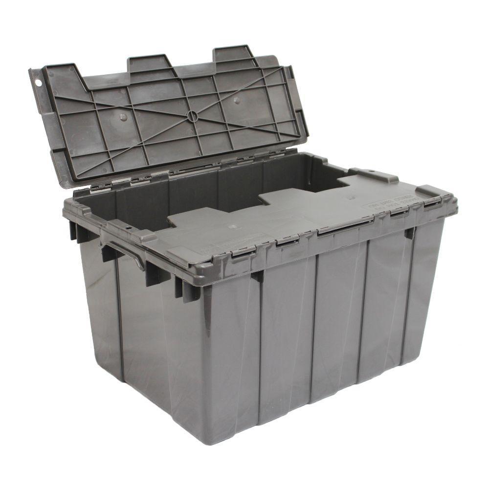 Hdx 12 Gal Tough Storage Tote In Black 206100 The Home Depot 12 Gal Heavy Duty Flip Top Storage Tote In Grey